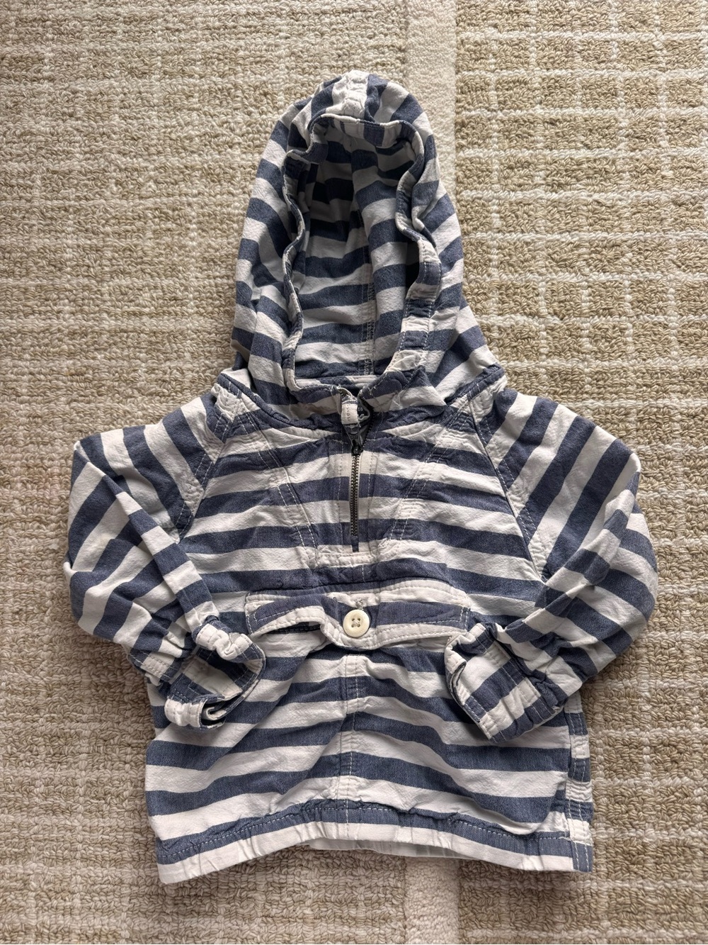 OshKosh B'gosh Blue & White Striped Hooded Pullover